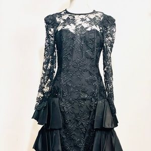 Wednesday Dresses Collection / Nancy Bracoloni Black Lace Ruffle Dress
